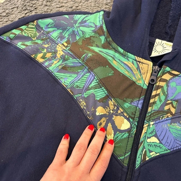 Aerie Patterned Cotton Terry Zip Up - Picture 2 of 6